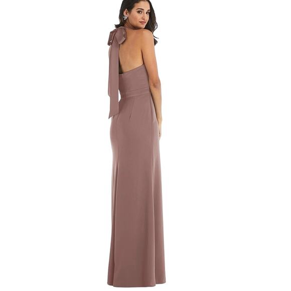 After Six Sienna Brown High Neck Halter Open-Back Evening Gown Plus 20 NWT - Picture 2 of 16